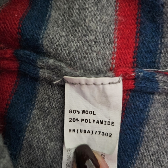 Zara Man Sweater Size XL Grey Red Blue Striped Lightweight Wool Blend V-Neck - Picture 6 of 10